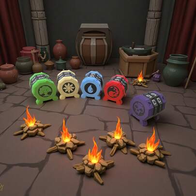 エレメンタルエナジー MTGライフカウンター - 山/森/水テーマ、クリアでわかりやすい集計トラッカーカード ボードゲーム用、ハロウィン クリスマスギフト クリスマスの飾り付け ホームクリスマスデコレーション