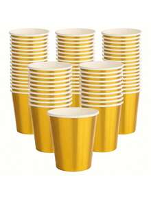 10/20/50个一次性金色纸杯，适合优雅的节日。金色金属杯适用于咖啡、牛奶、果汁、热茶，婚礼、家庭聚会、生日、挂架、揭秘派对、圣诞节、万圣节、复活节 - 土豪金 - 查看 1