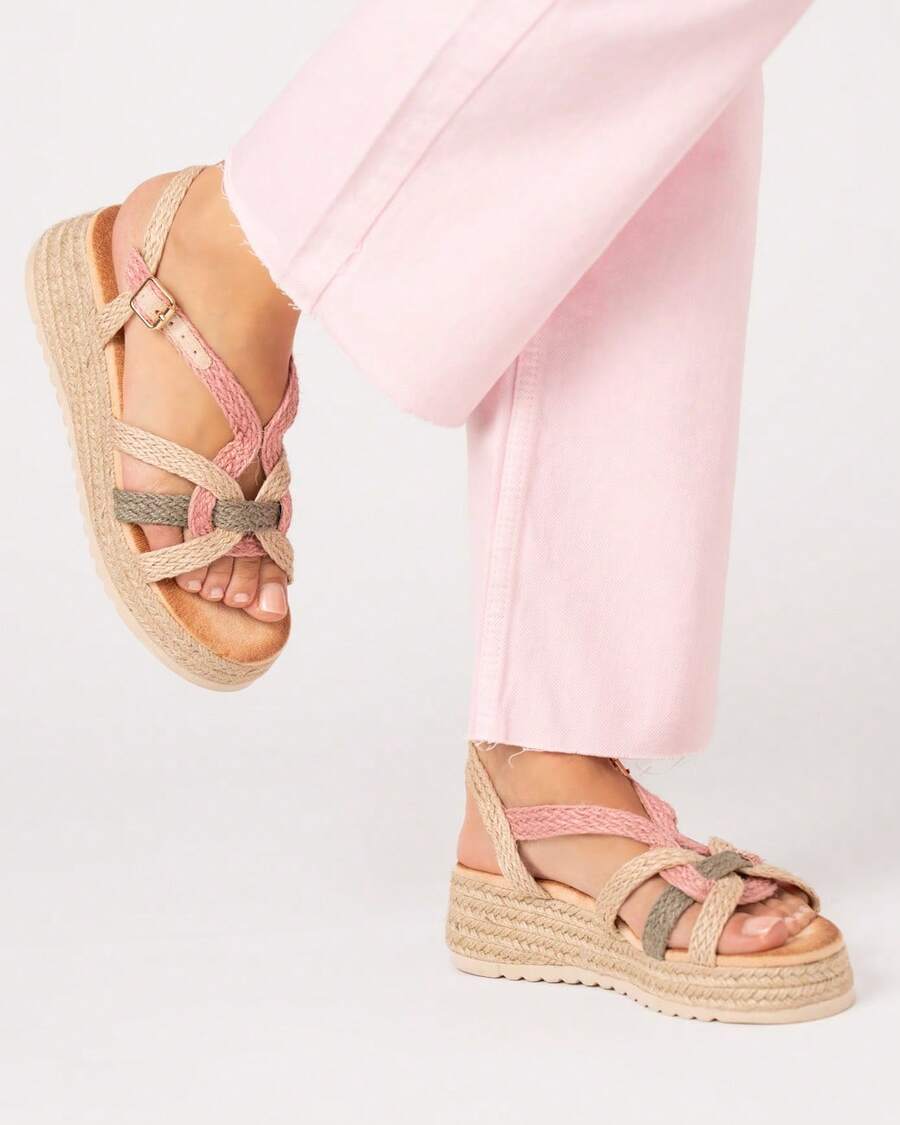 Women's Wedge Sandal, Espadrille Sandal With Thick Jute Sole And Adjustable Buckle Strap, Fashionable And Comfortable Design, Ideal For Daily And Casual Use, Estimated Delivery 2-5 Business Days