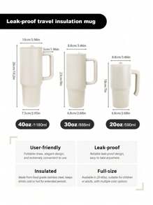 40oz Leak-Proof Insulated Stainless Steel , Foldable Direct Drinking Mouth With Straw, Handle And Leak-Proof Cover Travel Mug For Hot/Cold Drinks Back To School