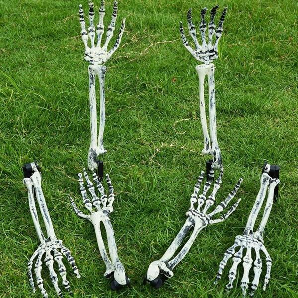 2pcs Halloween Decoration Simulation Hand Bone Skeleton Dark Surprise Garden Ground Ghost Hand Skeleton Ghost Festival Props Spoof Decorative Props