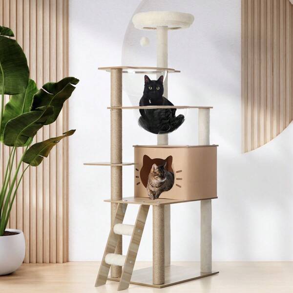 SUN YEE Cat Tree Tower Scratching Post Wood Scratcher Condo Detachable House