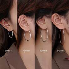2pcs Exaggerated Minimalist Metal Hoop Earrings, Chic Fashion Jewelry Accessories