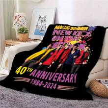 1pc New Music Youngsters On The Band Graphic Throw Blanket - Soft Flannel Lightweight Blanket For Sofa And Bed Decoration, 60in X 50in, 297gsm Single-Side Digital Printing, Four-Season Polyester Blended, Mixed Colors, Charming Style