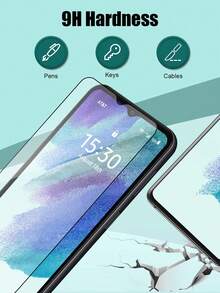 4 件适用于三星型号手机，黑色边框钢化玻璃屏幕保护膜，防震、防刮、防水、牢不可破、触感细腻，适用于 Galaxy A54/A14/S23 FE/A34/A15/A05s/A25/A35/A55