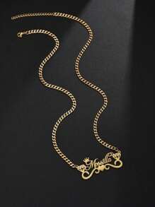 Collier personnalisé avec prénom en acier inoxydable. Bijou avec pendentif plaque d'identité en acier inoxydable. Ras-du-cou cadeau d'amour pour hommes et femmes. Cadeau d'anniversaire et d'anniversaire de mariage. Accessoire de cou personnalisé