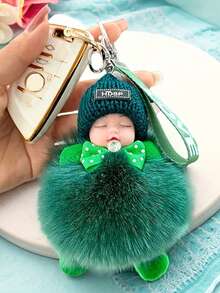 鲜艳的色彩，奢华柔软的毛绒，可爱的睡觉毛绒娃娃钥匙扣吊坠，是背包或汽车钥匙汽车配件包饰背包学校的理想礼物