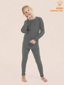 HOPLYNN 女童保暖压缩内衣套装，天鹅绒上衣+裤子，天鹅绒内衬打底裤