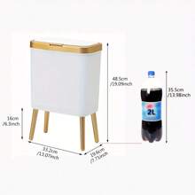 15L Odor-Sealing Trash Can With Elevated Legs - Multi-Functional, Modern Home Decor Waste Bin For Kitchen, Living Room, Bedroom, Bathroom Luxury Rectangular Trash Can - Large Capacity Kitchen And Bathroom Waste Bin With Press-Type Lid, Non-Electric, Elegant Design For Home And Living Room Back To School