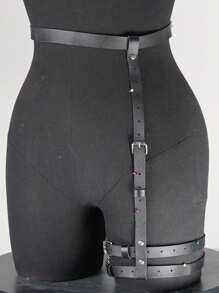 Cinturón de cintura gótico de PU con remaches para mujer, liga para muslo con estilo Y2K, arnés para la pierna para uso diario, regalo del Día de San Valentín, accesorio de carnaval, accesorio de lencería sexy para mujer