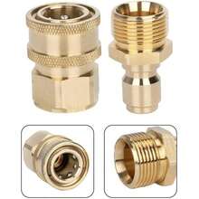 3/8 Female + Male M22 Adapter - For Garden Hose and Pressure Washer Nozzle Kit Quick Connect / Brand New - Dorado - Ver 4