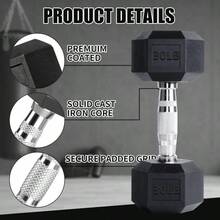 Mancuerna Hexagonal con Revestimiento de Goma 30 LB 1 pza, Pesas para Ejercicio, para Entrenamiento de Fuerza - 1 - Ver 6