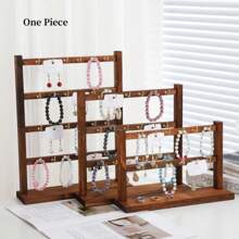 Organizador de Aretes, Soporte de Exhibición de Aretes de 2/3/4 Niveles, Organizador de Joyería Rústico Vintage de Madera para Exhibir Aretes, Pulseras, Collares, Anillos, con 12/18/24 Ganchos para Bolsas de Joyería para Collares, Pulseras, Llaveros
