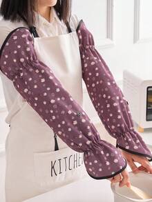 1 Pair Unisex Ditsy Floral Turnover Sleeve Cover, Fashion New Style Waterproof Oil Proof Arm Sleeve Protectors For Cooking, Housework