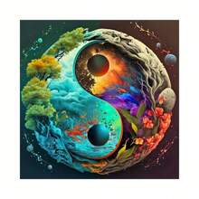 Kit creativo per pittura di diamanti 5D fai-da-te, con volti di sole e luna vibranti, con diamanti acrilici tondi, per punto croce, decorazione da parete, regalo di Ringraziamento, regalo per la casa, decorazione mistica con arte di diamanti acrilici