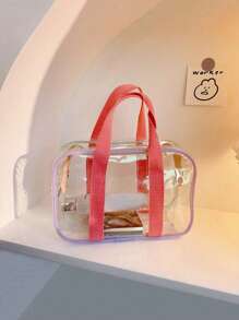 1/2pcs Transparent Macaron Color Jelly Bag For Ladies, Large Capacity PVC Transparent Beach Bag, Handbag, Cosmetic Storage Bag, Toiletry Bag, Bathroom Waterproof Swimming Storage Bag, Single Shoulder Toiletry Bag, Beach Bag, Holiday Bag, Summer Vacation Essential. Suitable For Home Storage, Swimming, Seaside Vacation, Travel And Other Occasions. (There Are Two Sizes To Choose From)