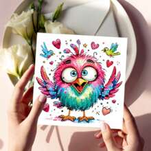 6er Set Diamant-Malerei Karten, DIY Cartoon Vögel & Abstrakte Vögel Muster Handgefertigte Urlaubsgrußkarten mit Umschlägen, DIY Diamant-Kunst Bastelei, Geburtstagskarte, kreatives Geschenk, Urlaubsgeschenk