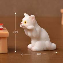 1:12 Dollhouse Furniture Model Miniature Creative Micro Landscape Cartoon Cute Simulation Small Cat Animal Figurine Decor Accessories Tabletop Ornament DIY Miniature Kit Birthday Gift, Dollhouse Decoration Accessories, Mini Resin Cat, Table, Chair - Multicolor - View 10