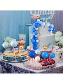 72 Stücke mehrfarbige Schaumstoff Kugeln als Kuchentoppers, Schaumstoff Kugel Kuchendekorationen, Mini Kugel Kucheneinlagen, gemischte Packung in verschiedenen Größen und Farben, geeignet für Geburtstagskuchendekorationen, Taufkuchendekorationen, Hochzeitstortendekorationen, geeignet für DIY (blau, gold, schwarz, rot, lila, rosa, etc.)