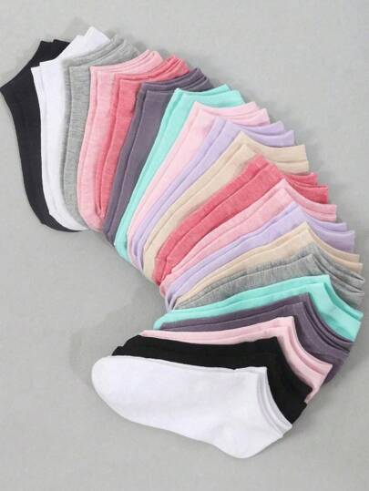 20 双儿童多色低帮袜，男女通用；时尚、休闲、简约；薄款低腰踝袜，颜色随机；儿童船袜。