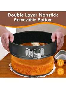 1/3pcs Carbon Steel Thickened Round Removable Bottom Birthday Cake Pan, Non-Stick Baking Tray With Clips, Multipurpose Baking Pan - Black - View 6