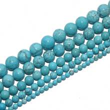 50/500pcs Natural Turquoise Beads, 4-10mm Round Gemstone, Loose Beads With Elastic Cord, For Bracelet And Necklace DIY