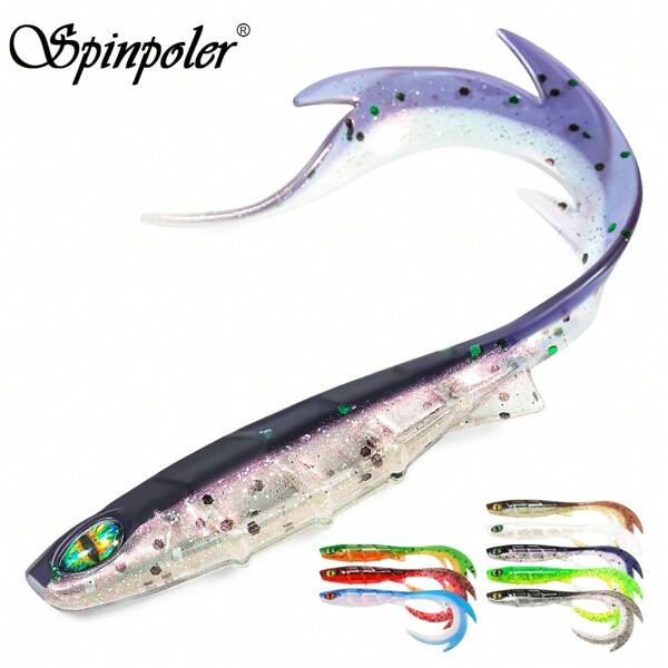 Spinpoler Fireflow 软饵 9.5 厘米长波浪卷尾软饵 Grub Swimbait 蠕虫双色鲈鱼鲈鱼鳟鱼梭鲈钓具