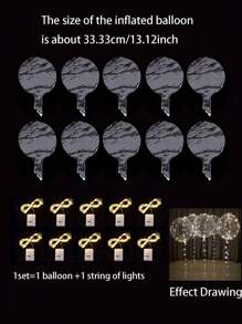 12 piezas (6 sets) / 6 piezas (3 sets) / 2 piezas (1 set) - Luces de cuerda de globo LED, diseño de bola Bobo transparente, decoración para cumpleaños, boda, aniversario, Día de San Valentín, fiesta de playa de verano, decoración de fiesta interior, blanco cálido