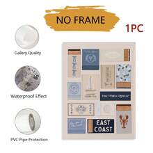 1 件蓝色火柴盒拼贴画，沿海千禧年壁画，学院风东海岸美学，海滩风墙画，无框 - 彩色 - 查看 11