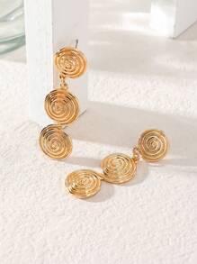 1 Pair Retro Spiral Swirl Tasseled Dangle Earrings, Suitable For Women's Daily And Vacation Wear
