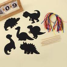 24 cartões criativos de desenho animado de dinossauro, monstro, animal, para raspar, marcadores de página engraçados feitos à mão, com 12 pincéis para pendurar + 24 fios coloridos