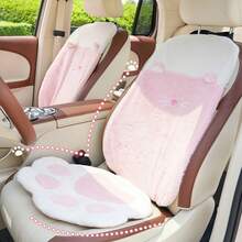 1件装毛绒座垫冬季创意猫爪格纹汽车保暖防滑座垫四季通用汽车座垫