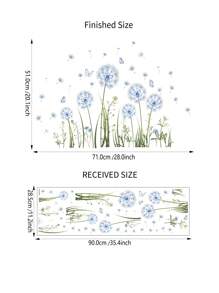1 Pc Creative Blue PVC Waterproof Dandelion Removable Wall Decal For Living Room Decoration Bedroom Decoration Window Decoration Kitchen Decoration TV Wall Background Decoration Bathroom Decoration And Home Decoration Wall Stickers Wall Decor Wall Sticker Personalised Stickers