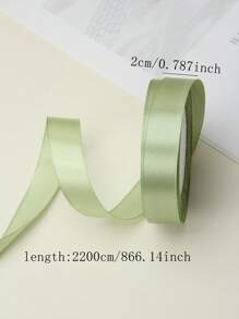 1 Pc Sage Green Satin Ribbon, Width 1cm/1.5cm/2cm/2.5cm/3cm/4cm/5cm/7.5cm/10cm, Length 22m, Soft Polyester Material, Suitable For Flower Packaging, Gifts, Clothes, Hair Accessories, Bows, Wedding Decor, DIY Crafts