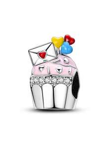 Silver Plated Charm Cake Cup Eggbeater Love Birthday Cake Series Pink Pendant Charm Pendant Ball Suitable For Bracelets DIY Women's Jewelry - Silver - View 18