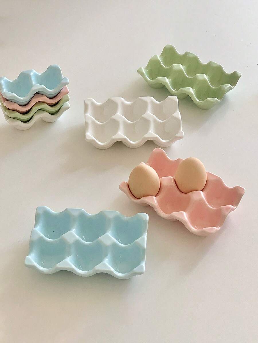 1 件陶瓷鸡蛋架，用于鸡蛋储存的厨房配件，防止鸡蛋碰撞，整理厨房空间