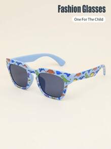 1 Pair Unisex Kids Dinosaur Framed Classic Retro Casual Fashionable Fashion Glasses, Suitable For Daily, Holiday, Party Use