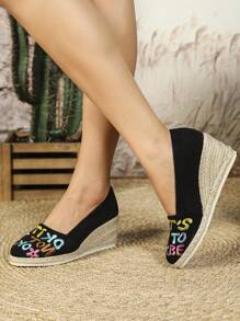 Women's Platform Wedge Shoes, 2025 New European And American Fashion Versatile Design, Minimalist Waterproof Heel, Elegant Comfortable Casual Woven Shoes