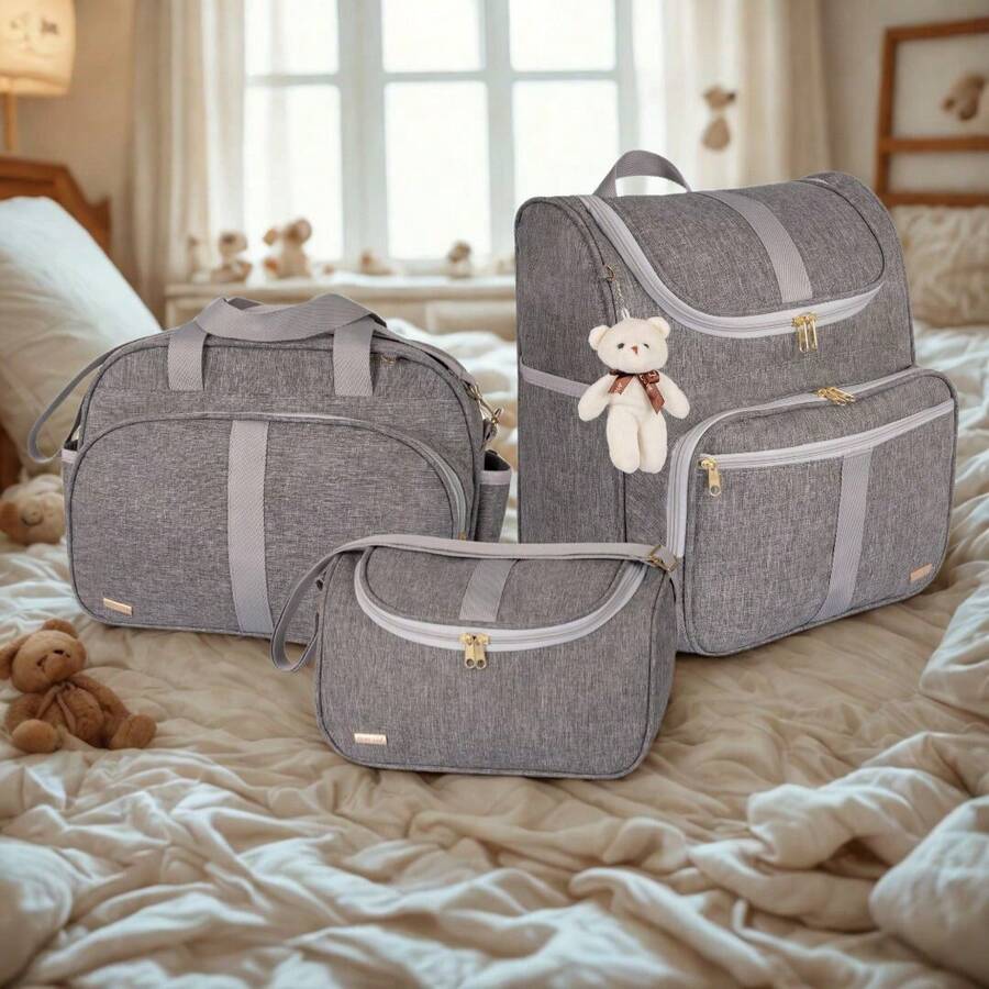 3-Piece Maternity Bag Kit With 2-In-1 Backpack Luxury Band MZ - Grey - View 1