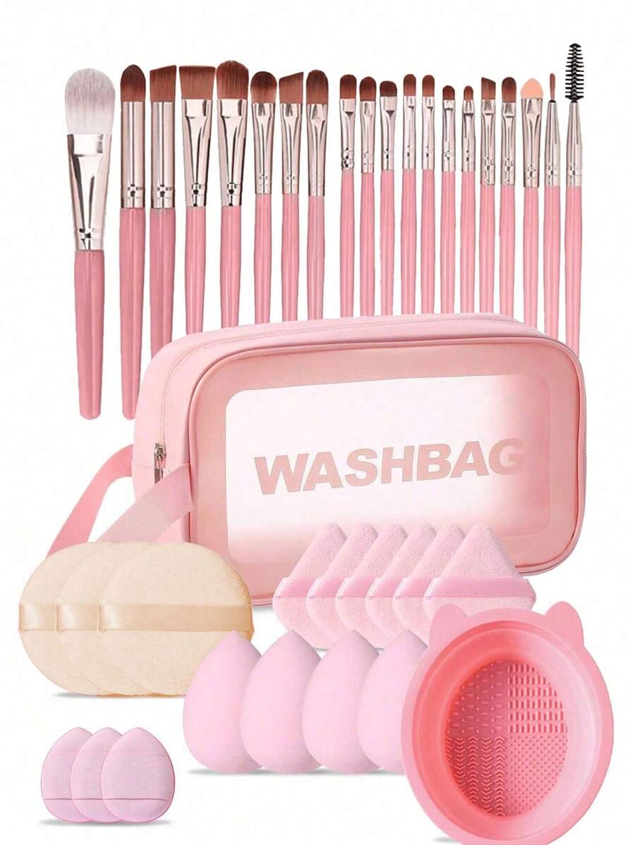 38pcs Makeup Brush Set, Including: 20pcs Face Brush, Eye Brush, Eyebrow Brush, Foundation Brush, Blush Brush, Mixing Brush, Concealer Brush, Lip Brush, Detail Brush, Nose Shadow Brush, Eyeliner Brush, Powder Brush, Nail Brush, Face Mask Brush, Clay Mask Brush, Highlighter Stick, 1pc Makeup Brush Cleaning Bowl