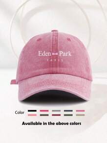 1/2 Casquette de baseball décorative imprimée "Eden Park Paris" unisexe, lavée, casquette de baseball, chapeau de soleil usagé, casquette à bord incurvé, casquette de papa, convenant pour un usage quotidien et les voyages extérieurs