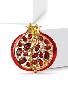 1 件女士水钻石榴胸针、水果胸针、适用于包、毛衣、外套、帽子、鞋子、连衣裙、西装