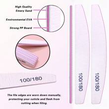 JEARLYU Lima per unghie 100/180 grit, tampone per unghie lavabile a doppia faccia, lucidatore per unghie riutilizzabile, adatto per unghie naturali e acriliche, per uso domestico e da salone