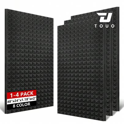  TOUO 1-4 片高密度吸音泡沫板 47.2 英寸 X 23.6 英寸 X 2 英寸 / 1.18 英寸 | 适用于工作室、房间、办公室的隔音墙面海绵 | 8 种颜色 | 降噪和回声控制 | 吸音处理垫
