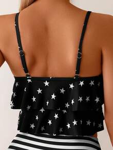 Fashionable Women's American Flag Print Casual Bikini Swimwear Set