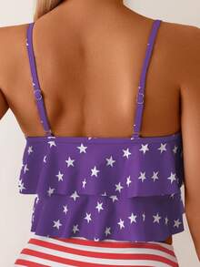 Women's Fashion American Flag Print Casual Bikini Set