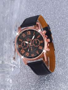 10 件/3 件套时尚石英表，男女皆宜 - 圆形表盘，仿皮表带，多种颜色可选 - 送礼佳品！适合日常佩戴