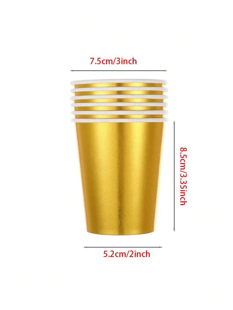 10/20/50个一次性金色纸杯，适合优雅的节日。金色金属杯适用于咖啡、牛奶、果汁、热茶，婚礼、家庭聚会、生日、挂架、揭秘派对、圣诞节、万圣节、复活节 - 土豪金 - 查看 3