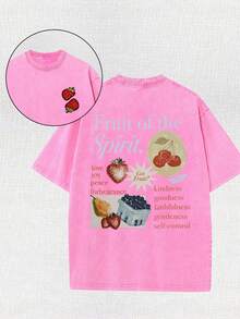 Fruit Of The Holy Spirit Christian Faith Religious Printing Vintage Washed T-Shirt, 230G, Retro Street Style. Simple And Versatile, Pure Cotton Is Of High Quality, Novel And Fashionable, And It Is A Must-Have Fashion T-Shirt For Spring And Summer.