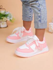 1 Pair Children's Comfortable, Lightweight, Soft-Sole, Shock-Absorbing Casual Running Shoes For Boys And Girls, Suitable For Spring And Autumn - Hồng - Xem 3